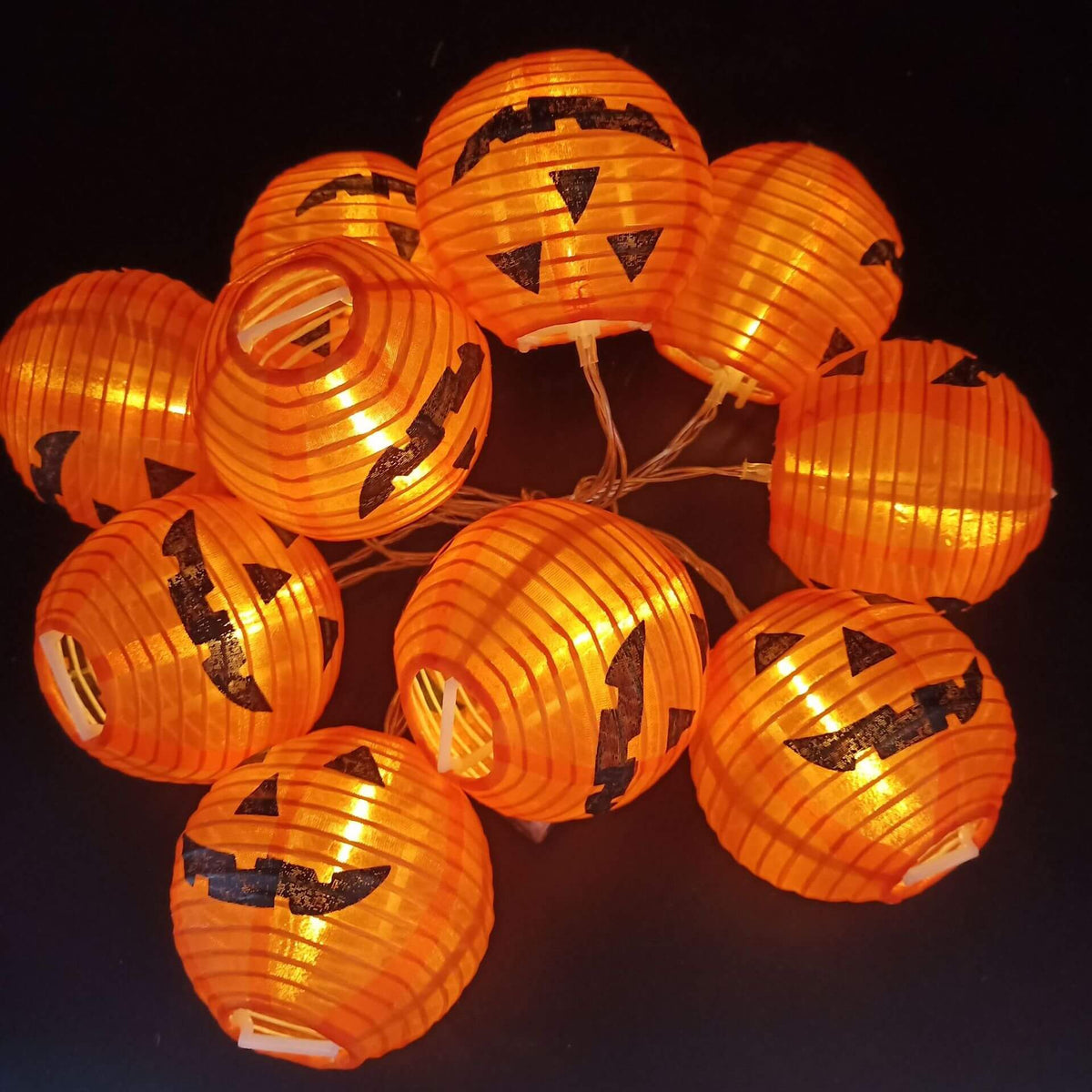 Halloween Pumpkin Lantern String Lights Outdoor Waterproof LED Decorative Jack-O-Lantern Light String for Porch Yard and