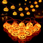 Halloween Pumpkin LED String Light Festive Carved Pumpkin Lanterns Plastic Decorative Lamp String for Party Garden and D