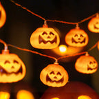 Halloween Pumpkin LED String Light Festive Carved Pumpkin Lanterns Plastic Decorative Lamp String for Party Garden and D
