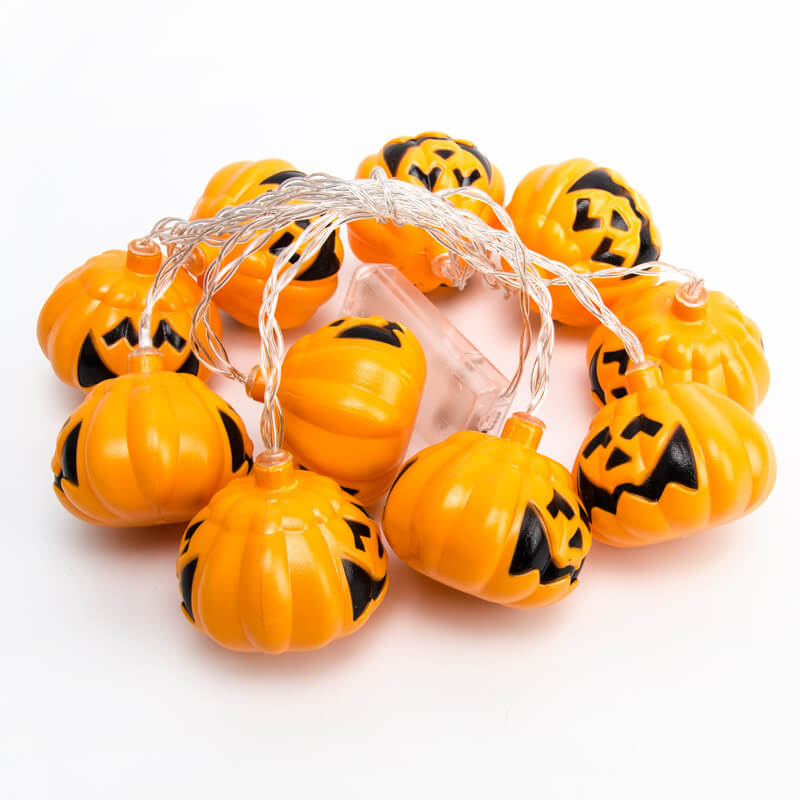 Halloween Pumpkin LED String Light Festive Carved Pumpkin Lanterns Plastic Decorative Lamp String for Party Garden and D