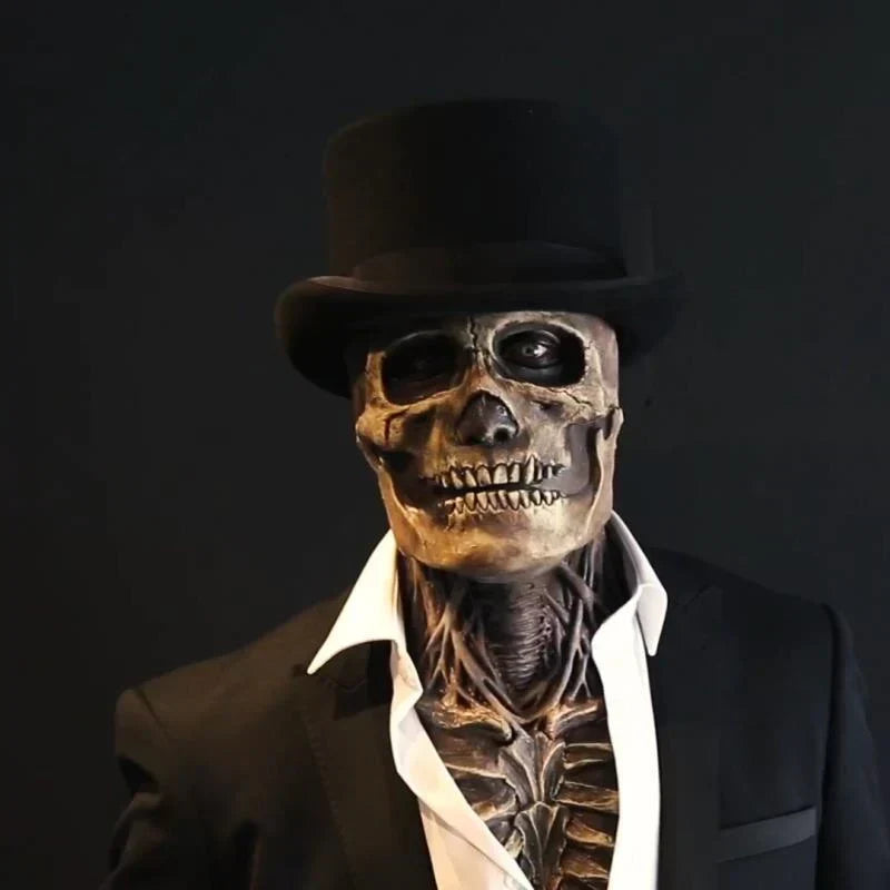 Halloween Skeleton Mask Realistic Latex Horror Mask Scary Skull Overhead Costume Mask for Adults