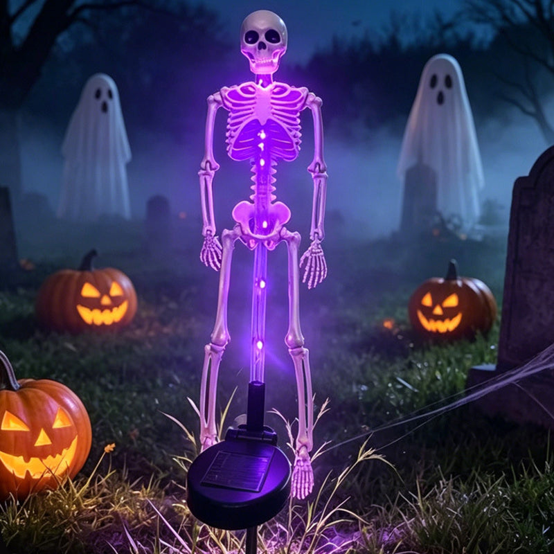 Halloween Skeleton Solar Stake Light Waterproof LED Outdoor Ground Skeleton Lamp Plastic Landscape Light for Yard, Garde