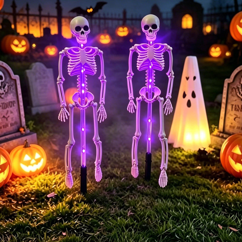 Halloween Skeleton Solar Stake Light Waterproof LED Outdoor Ground Skeleton Lamp Plastic Landscape Light for Yard, Garde