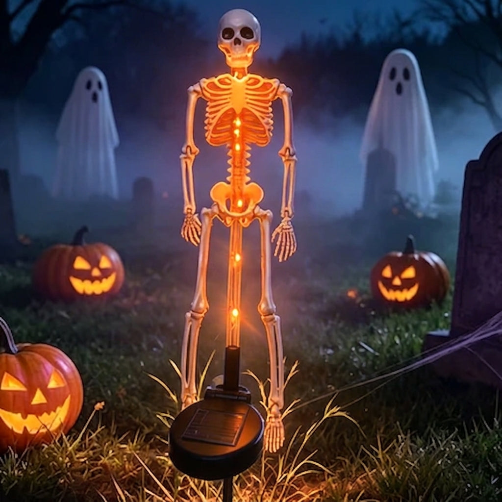 Halloween Skeleton Solar Stake Light Waterproof LED Outdoor Ground Skeleton Lamp Plastic Landscape Light for Yard, Garde