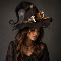 Halloween Witch Hat Felt with Curved Point and Fantasy Decorations
