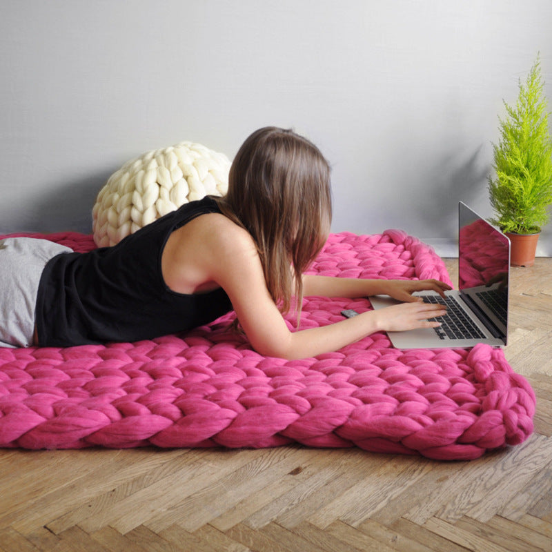 Hand-knit chunky blanket
