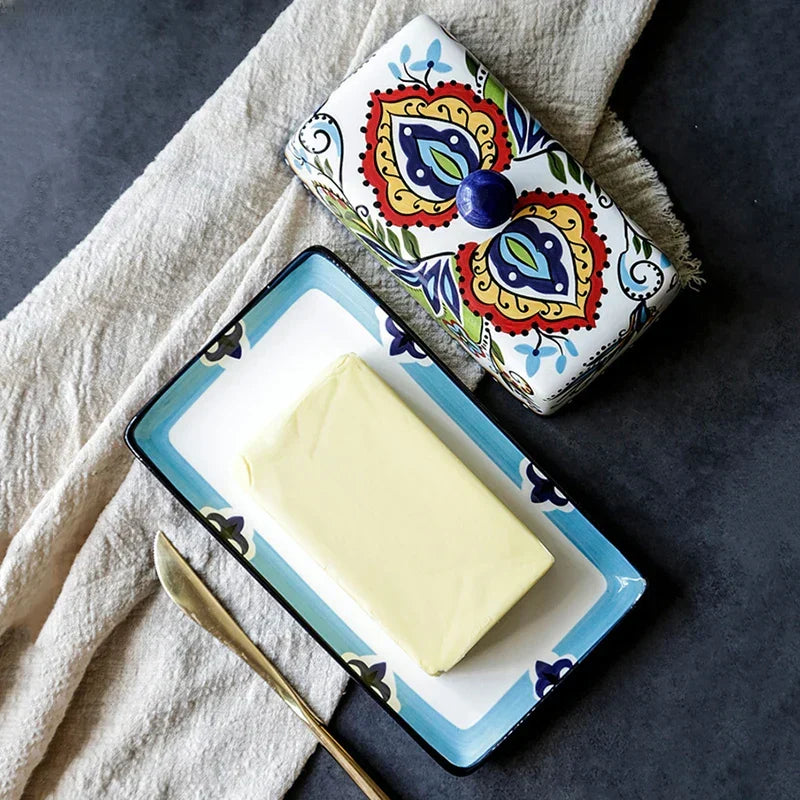 Hand-painted Butter Dish in Tuscan Style
