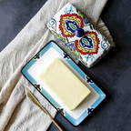 Hand-Painted Butter Dish in Tuscan Style
