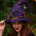 Handmade Merino Wool Felt Witch Hat — Adjustable Adult Halloween Costume