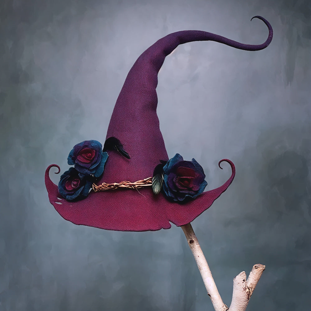 Handmade Merino Wool Felt Witch Hat — Adjustable Adult Halloween Costume
