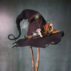Handmade Merino Wool Felt Witch Hat — Adjustable Adult Halloween Costume