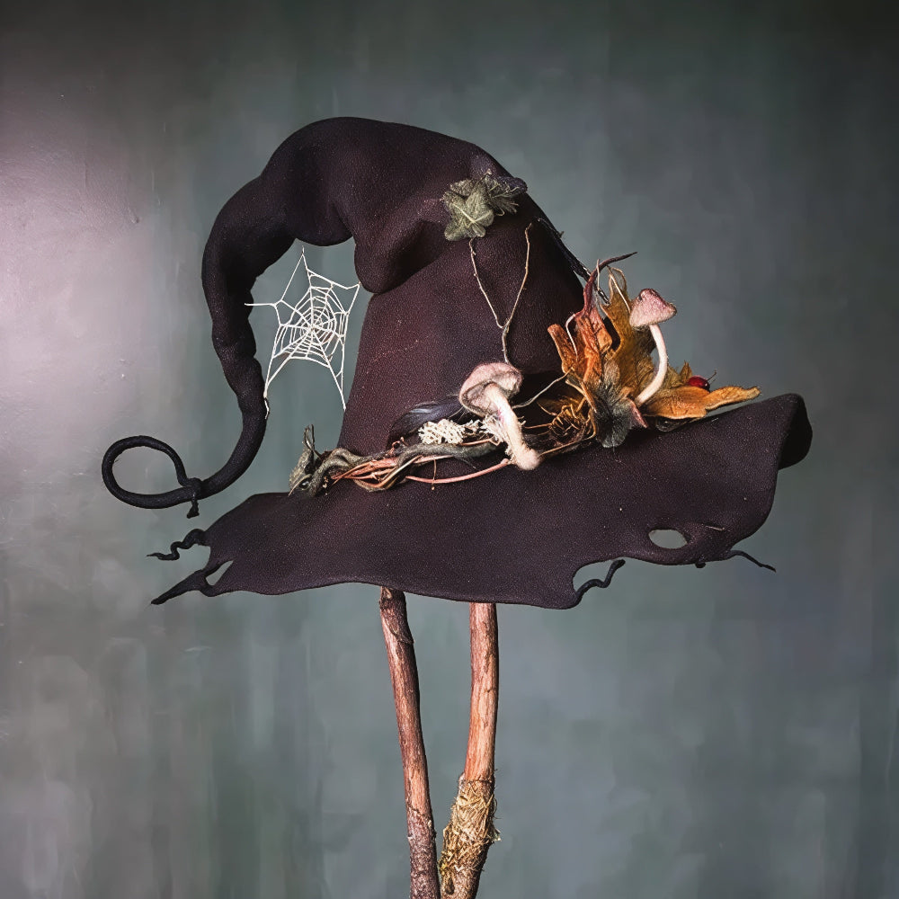 Handmade Merino Wool Felt Witch Hat — Adjustable Adult Halloween Costume