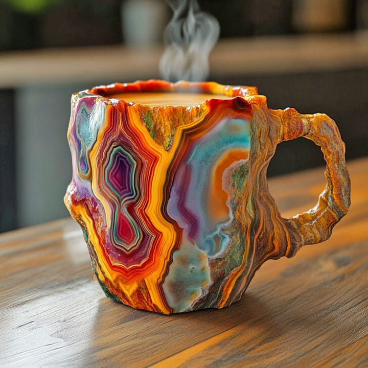 Handmade Mineral Crystal Coffee Mugs – Insulated, Microwave Safe, 350–450 ml
