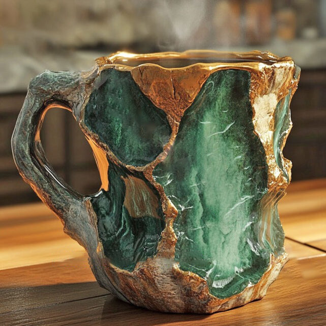 Handmade Mineral Crystal Coffee Mugs – Insulated, Microwave Safe, 350–450 ml