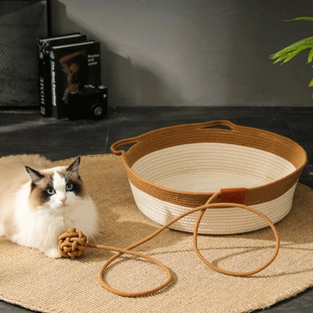 Handwoven Cotton Rope Cat Bed – CozyNest
