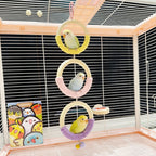 Hanging Rope-Wrapped Wooden Ring Chew and Perch Bird Toy