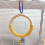 Hanging Rope-Wrapped Wooden Ring Chew and Perch Bird Toy