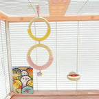 Hanging Rope-Wrapped Wooden Ring Chew and Perch Bird Toy