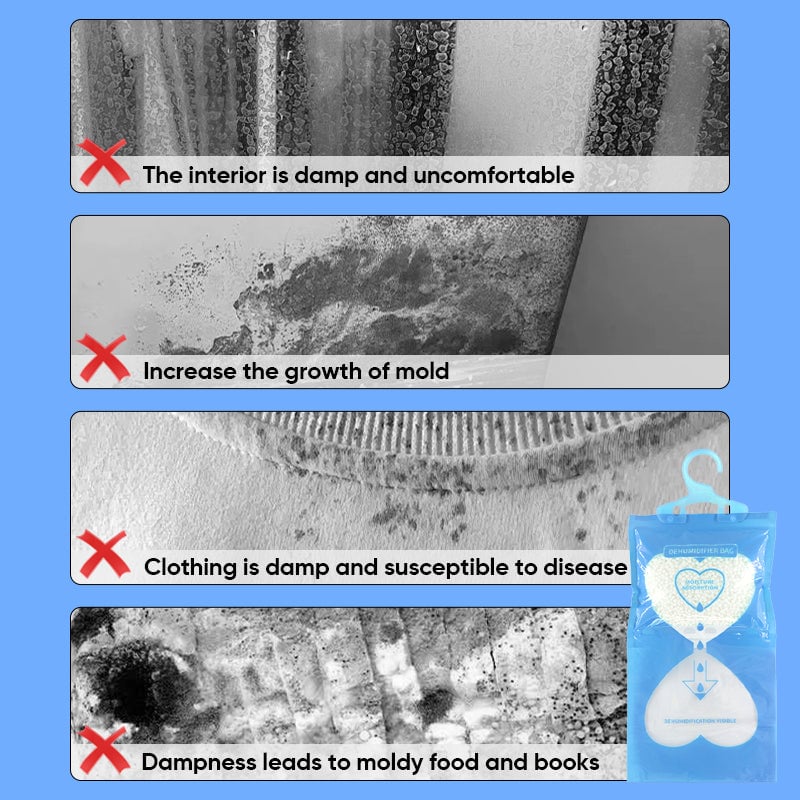Hanging wardrobe dehumidifier bags