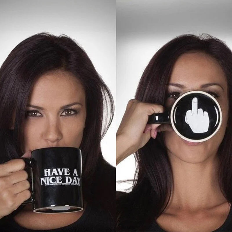 Have a Nice Day Coffee Mug with Middle Finger – Funny Novelty Gift
