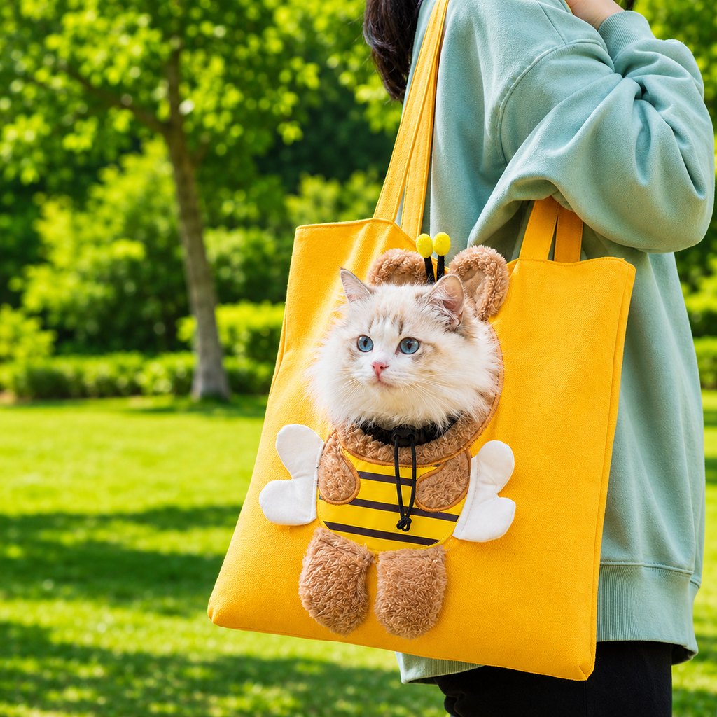 Boneroshop Head-Out Cat Carrier Tote for Walks & Vet Visits - Lightweight Canvas Pet Bag for Cats & Small Dogs
