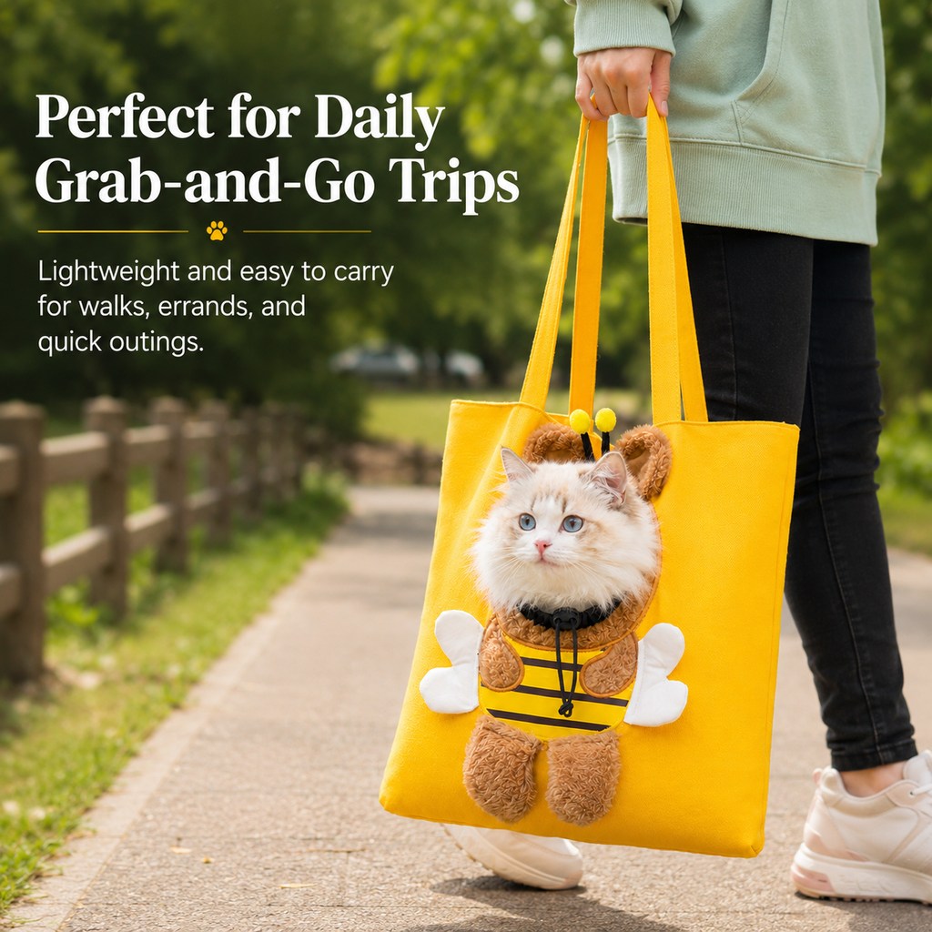 Boneroshop Head-Out Cat Carrier Tote for Walks & Vet Visits - Lightweight Canvas Pet Bag for Cats & Small Dogs