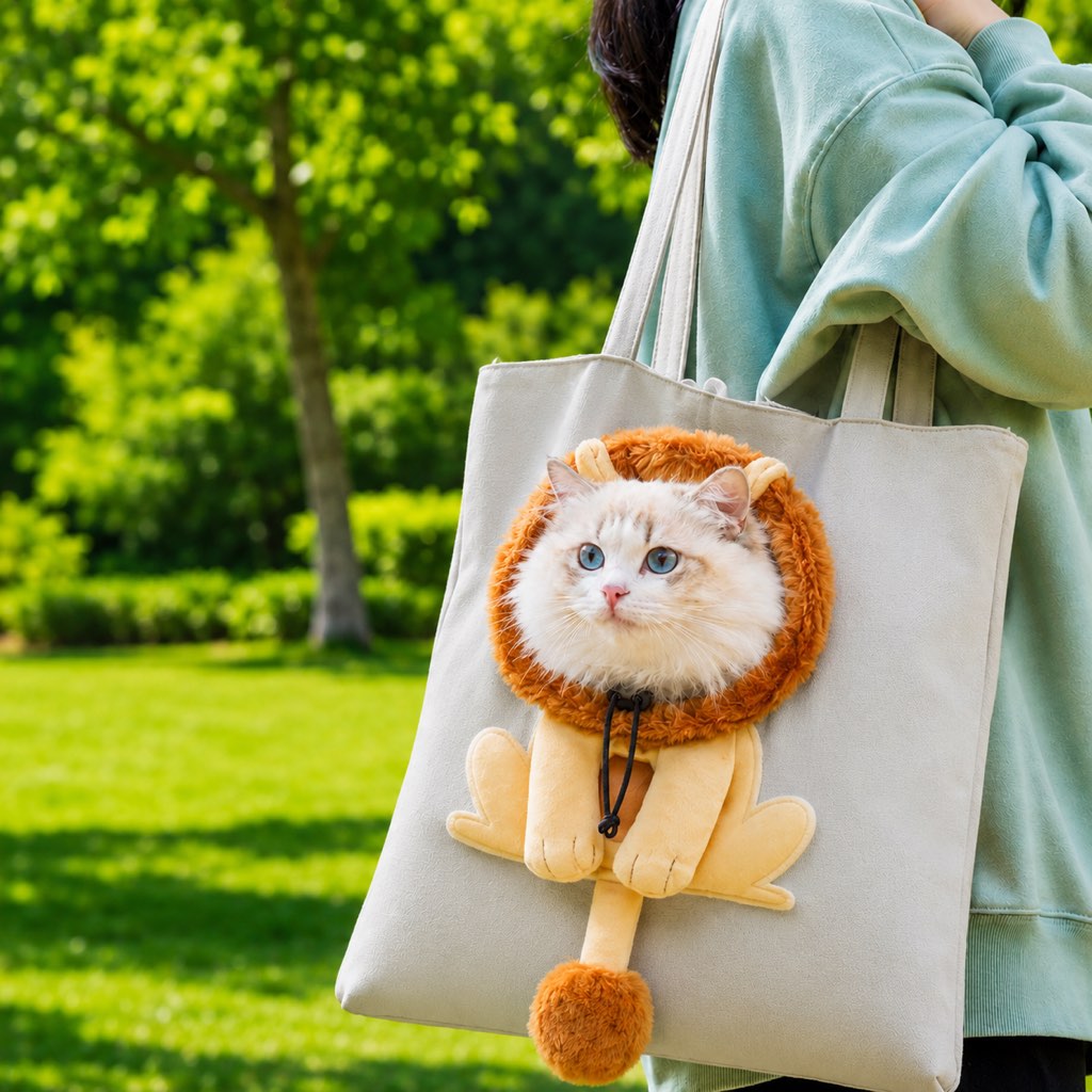 Boneroshop Head-Out Cat Carrier Tote for Walks & Vet Visits - Lightweight Canvas Pet Bag for Cats & Small Dogs