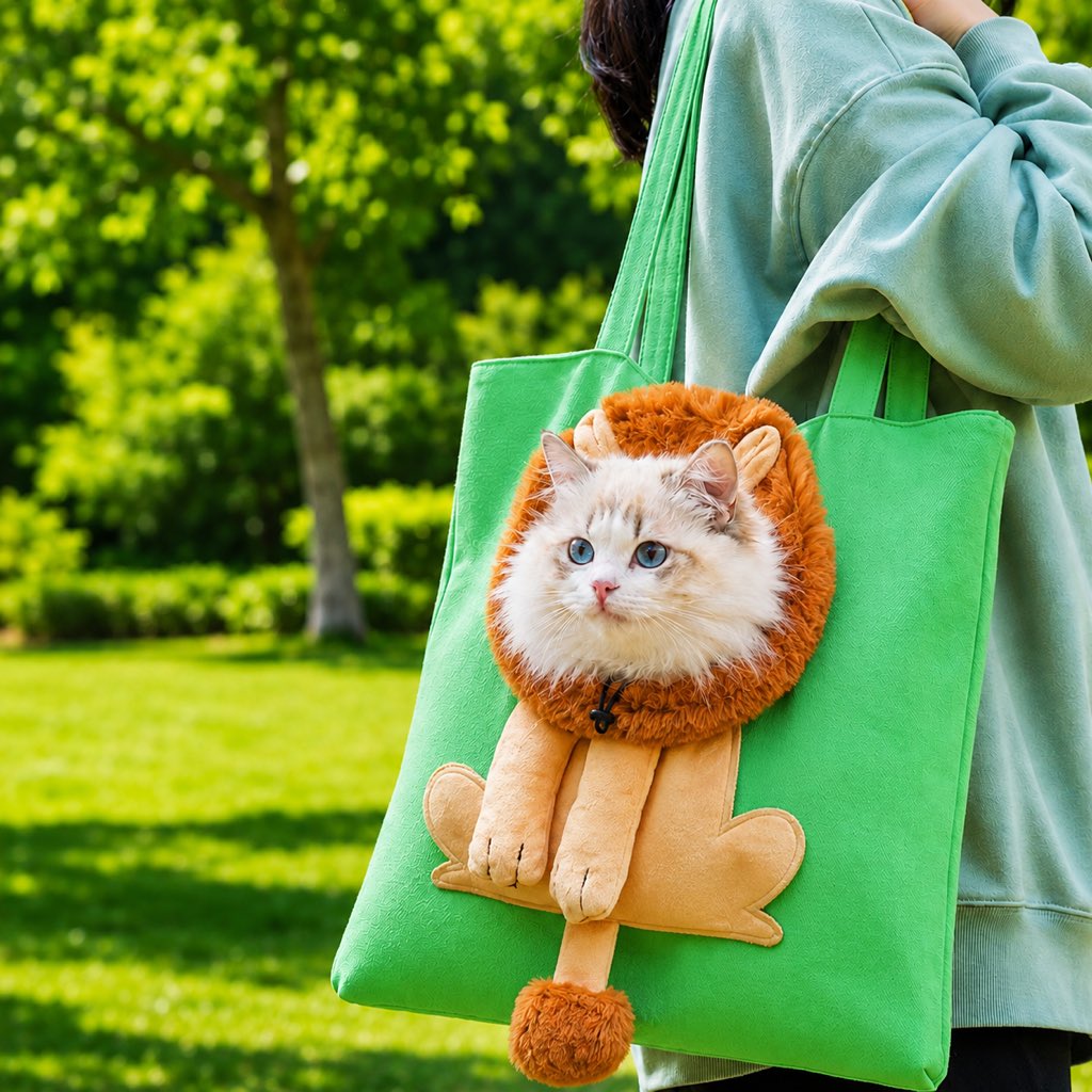 Boneroshop Head-Out Cat Carrier Tote for Walks & Vet Visits - Lightweight Canvas Pet Bag for Cats & Small Dogs