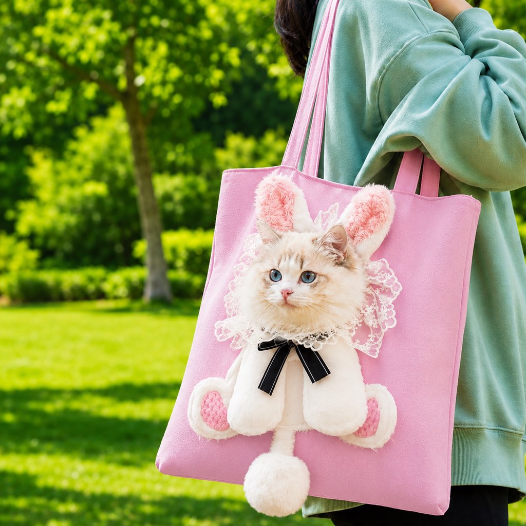 Boneroshop Head-Out Cat Carrier Tote for Walks & Vet Visits - Lightweight Canvas Pet Bag for Cats & Small Dogs