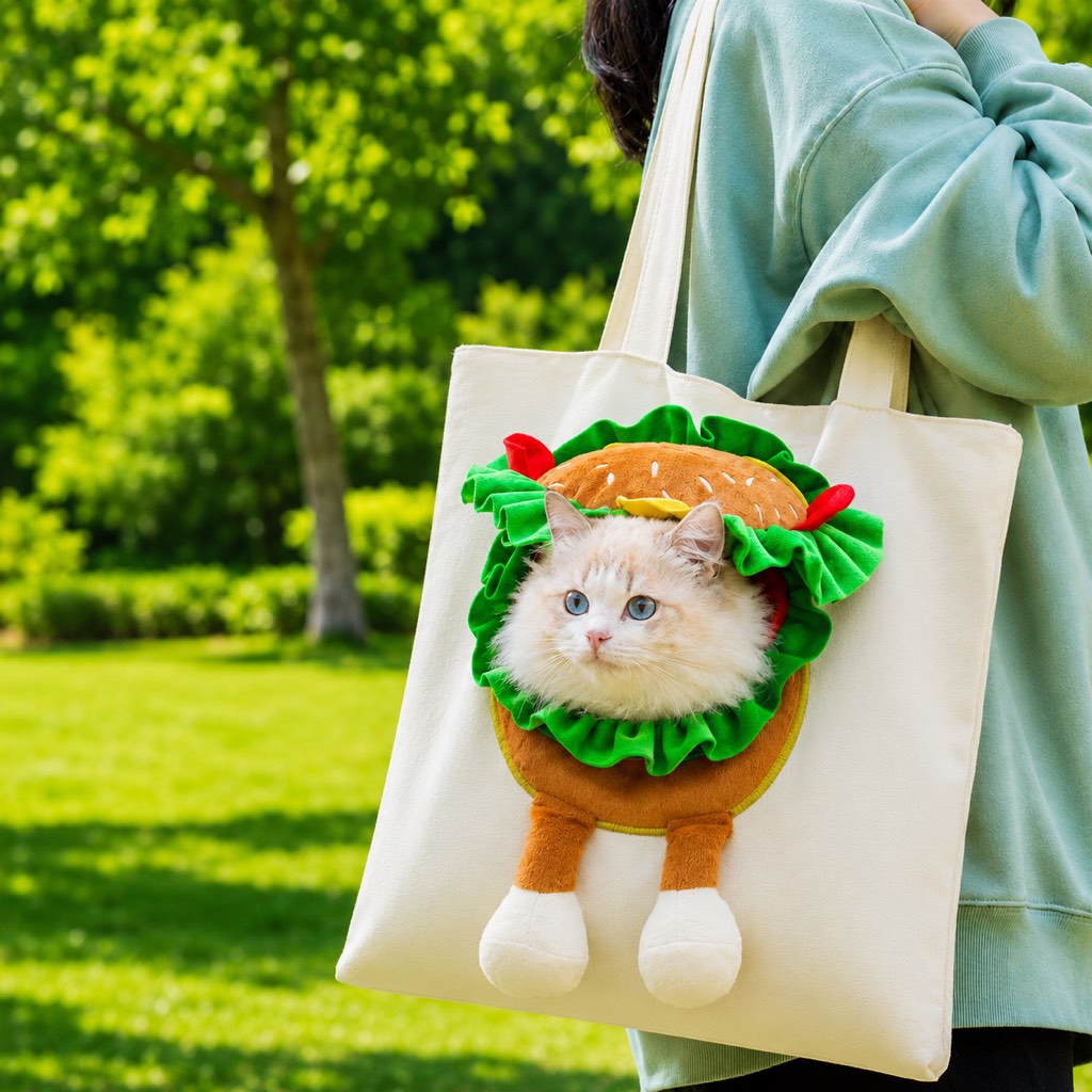 Boneroshop Head-Out Cat Carrier Tote for Walks & Vet Visits - Lightweight Canvas Pet Bag for Cats & Small Dogs