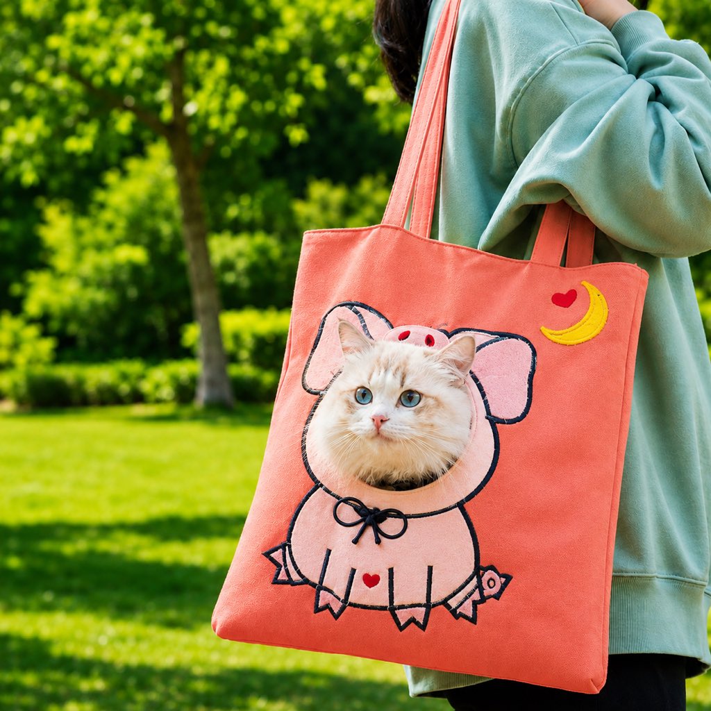 Boneroshop Head-Out Cat Carrier Tote for Walks & Vet Visits - Lightweight Canvas Pet Bag for Cats & Small Dogs