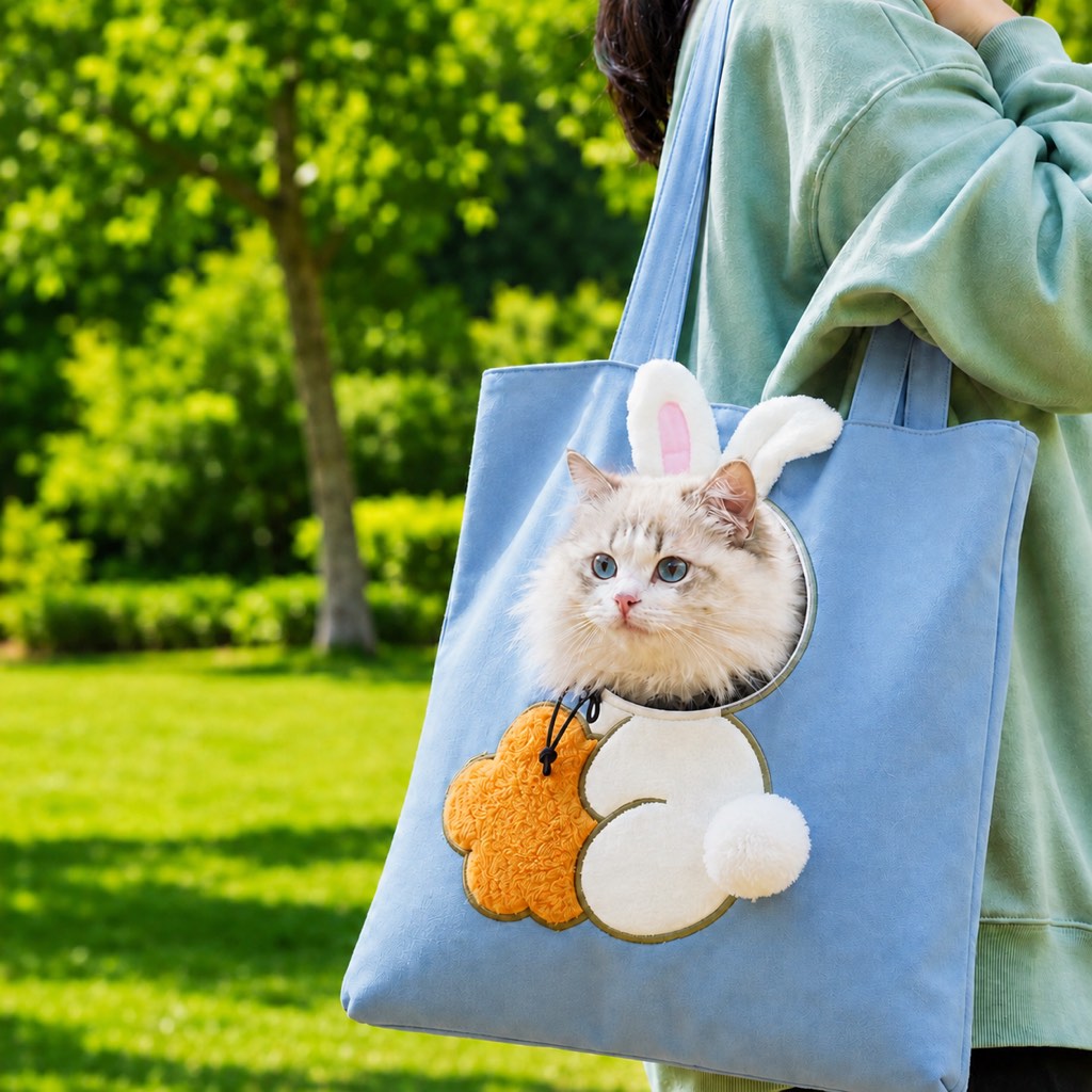 Boneroshop Head-Out Cat Carrier Tote for Walks & Vet Visits - Lightweight Canvas Pet Bag for Cats & Small Dogs