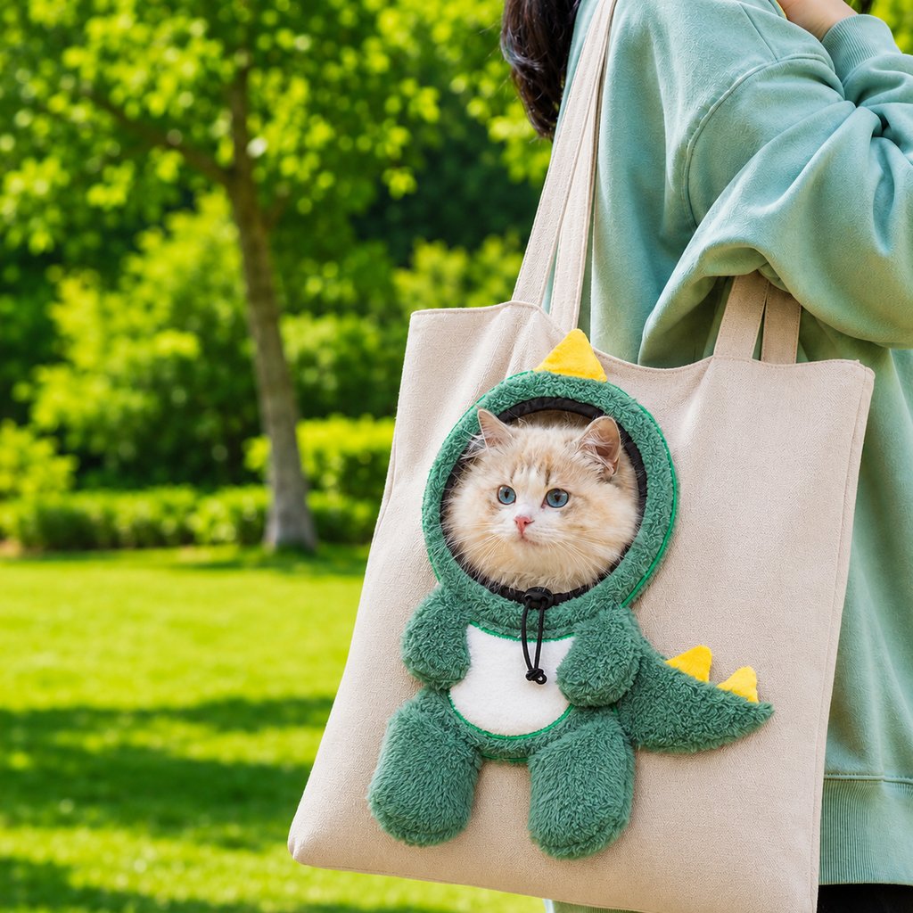 Boneroshop Head-Out Cat Carrier Tote for Walks & Vet Visits - Lightweight Canvas Pet Bag for Cats & Small Dogs