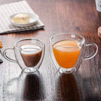Heart-Shaped Double-Walled Glass Mug – Insulated Coffee & Tea Cup
