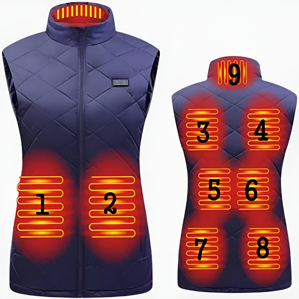 Boneroshop | Heated vest for women with dual control and 9 heating zones – comfort and warmth for every season