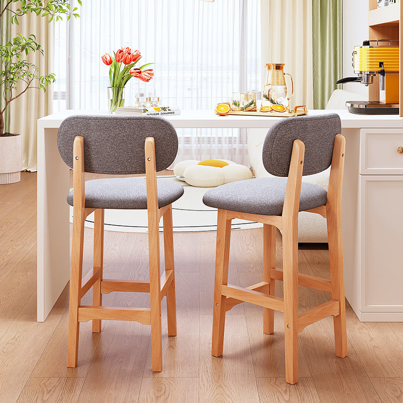 Height-Adjustable Bar Stool with Backrest and Cushion