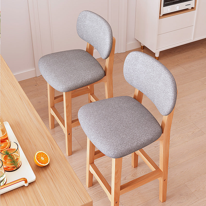 Height-Adjustable Bar Stool with Backrest and Cushion