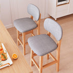 Height-Adjustable Bar Stool with Backrest and Cushion