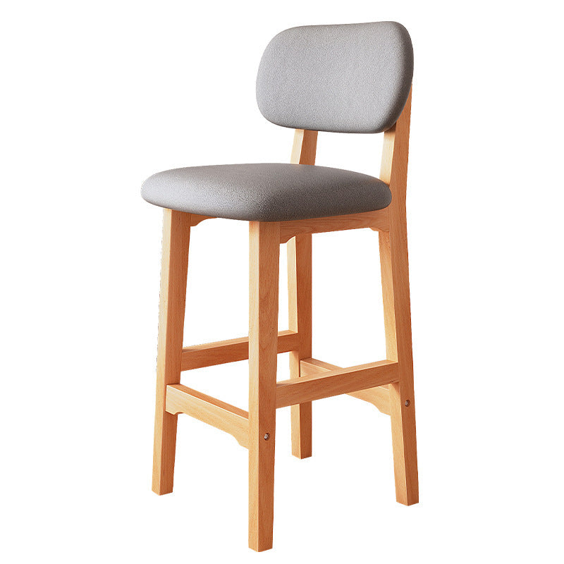 Height-Adjustable Bar Stool with Backrest and Cushion
