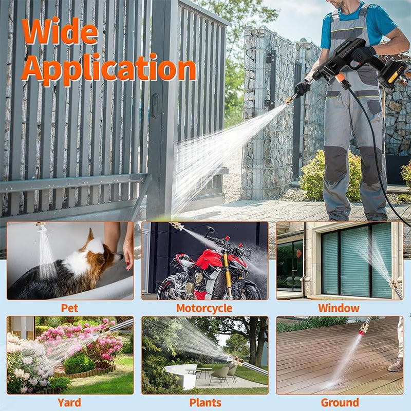 High-Power Cordless Pressure Washer with Pure Copper Motor