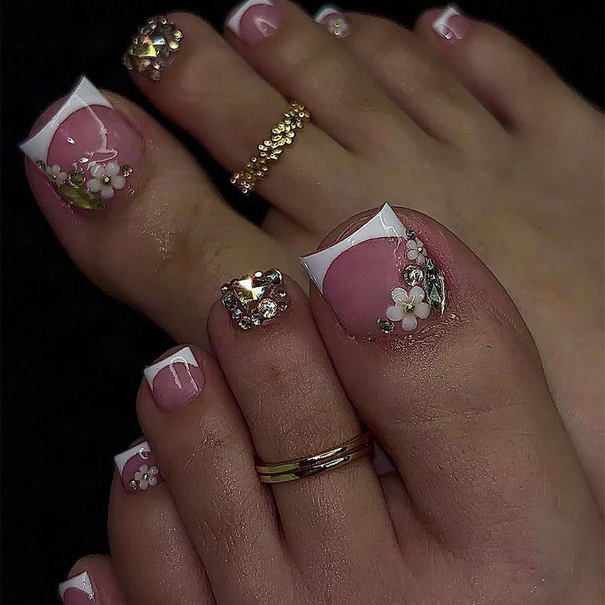 Holographic glitter false toenail set