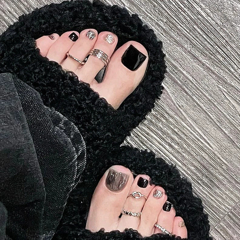 Holographic glitter false toenail set