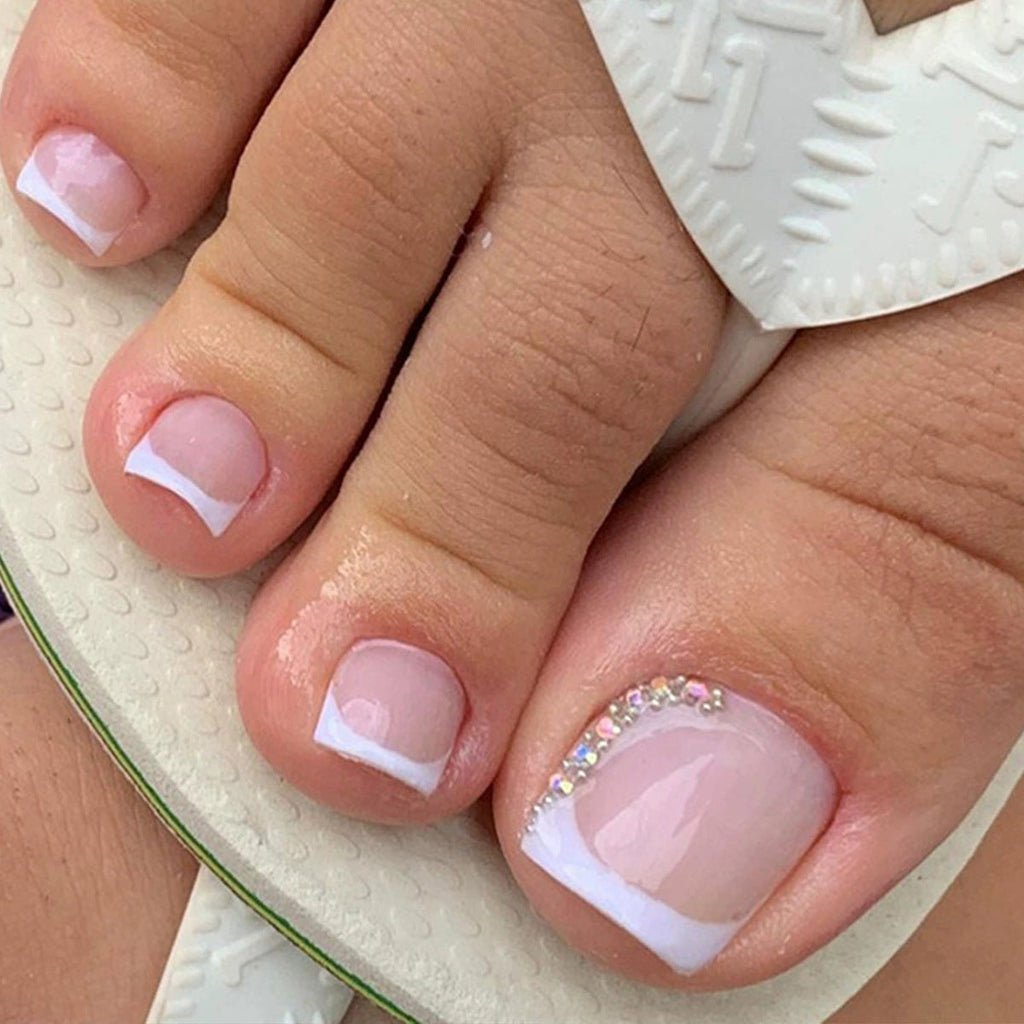 Holographic glitter false toenail set