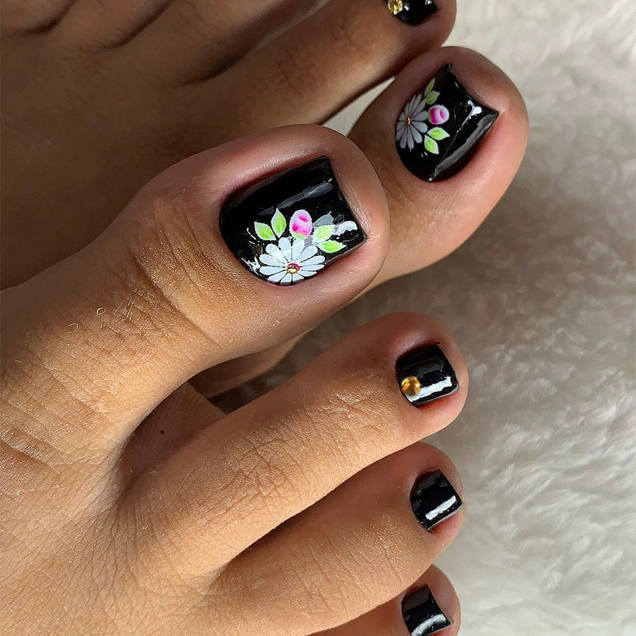 Holographic glitter false toenail set
