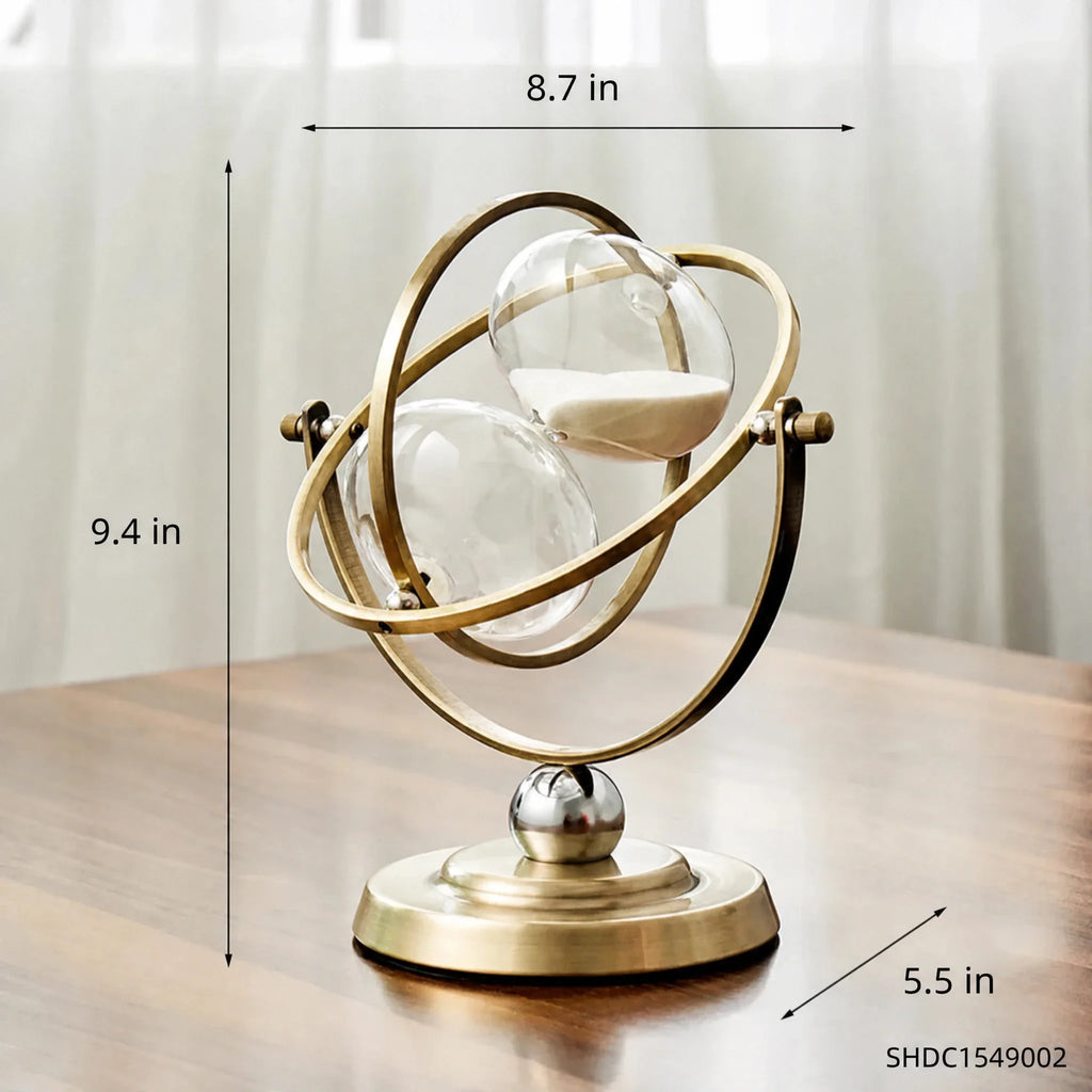 Hourglass Sand Timer | Pivoting Ring Frame & Footed Pedestal