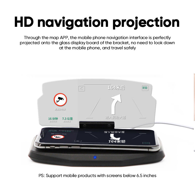 HUD Navigation Projector with Wireless Charging