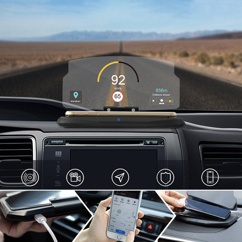 HUD Navigation Projector with Wireless Charging