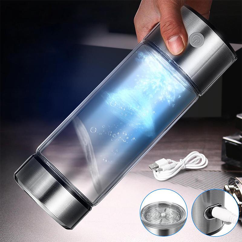 Hydrogen water bottle with electrolysis generator