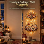 Illuminated Christmas Wall Art Tree Wall Hanging with Warm LED Lights