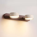 Indoor Duo Sconce with Yellow Travertine and Wood Finish